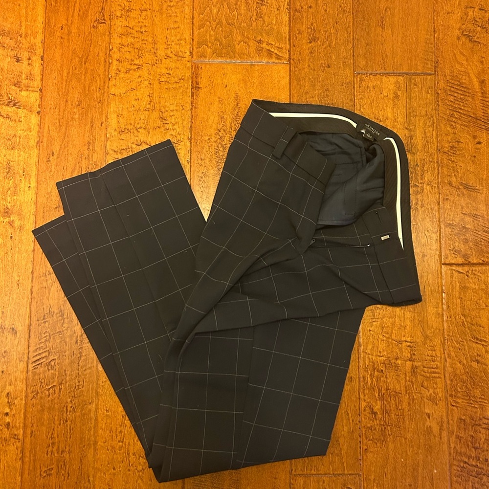 Ann Taylor navy windowpane Plaid Pants